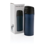 Copo térmico com sistema de abertura fácil anti-gotas 300ml Hot&Cold cor azul-escuro vista com caixa