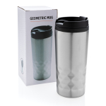 Copo com função térmica e formato geométrico, 300 ml Trilliant Colors cor prateado vista com caixa
