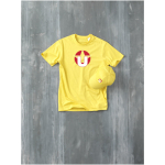Bonés com logo e fecho de tecido adesivo de algodão 175 g/m2 Héroe cor amarelo vista impressão transfer