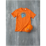 Bonés com logo e fecho de tecido adesivo de algodão 175 g/m2 Héroe cor cor-de-laranja segunda vista impressão transfer