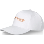 Bonés promocionais de algodão com fivela 260 g/m2 Héroe Max cor branco vista impressão serigrafia