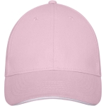 Boné de 6 painéis e algodão de 260 g/m2 com fivela ClearLine Metal cor cor-de-rosa claro segunda vista frontal