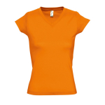 T-shirt cintada mulher com decote em V e algodão 150 g/m2 SOL'S Moon cor cor-de-laranja
