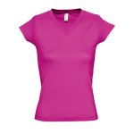 T-shirt cintada mulher com decote em V e algodão 150 g/m2 SOL'S Moon cor fúcsia