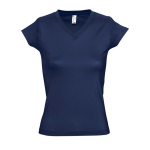 T-shirt cintada mulher com decote em V e algodão 150 g/m2 SOL'S Moon cor azul-marinho