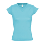 T-shirt cintada mulher com decote em V e algodão 150 g/m2 SOL'S Moon cor azul pastel