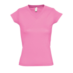 T-shirt cintada mulher com decote em V e algodão 150 g/m2 SOL'S Moon cor rosa pastel