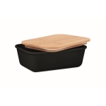 Lancheira corporativa com tampa de bambu com logotipo 1L Mix Bamboo cor preto segunda vista