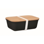 Lancheira corporativa com tampa de bambu com logotipo 1L Mix Bamboo cor preto terceira vista