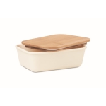 Lancheira corporativa com tampa de bambu com logotipo 1L Mix Bamboo cor bege segunda vista
