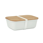 Lancheira corporativa com tampa de bambu com logotipo 1L Mix Bamboo