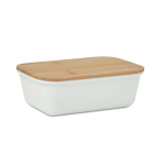 Lancheira corporativa com tampa de bambu com logotipo 1L Mix Bamboo
