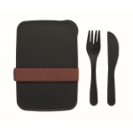 Lancheira personalizada com talheres 700ml TakeAway Small cor preto segunda vista