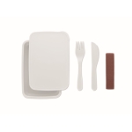 Lancheira personalizada com talheres 700ml TakeAway Small cor branco terceira vista
