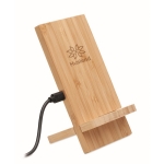 Suporte de bambu de carregamento rápido sem fio prático Support cor madeira vista principal