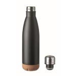 Garrafas para publicidade de aço com base de cortiça 500ml Inox Cork cor preto segunda vista