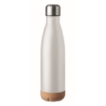 Garrafas para publicidade de aço com base de cortiça 500ml Inox Cork cor branco