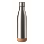 Garrafas para publicidade de aço com base de cortiça 500ml Inox Cork cor prateado mate