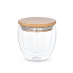 Copo de vidro de parede dupla com tampa e 250ml Vacuum Small cor madeira clara