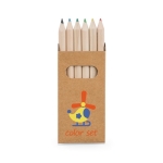 Caixa de 6 lápis de cor para brindes de empresa Essential cor castanho imagem com logo 2