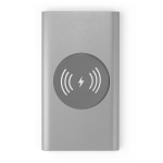 Carregador sem fio e powerbank 4.000 mAh Powercard Chargepad cor prateado