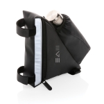 Bolsa refletora para bicicleta personalizada para publicidade cor preto vista com logo