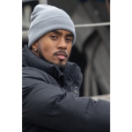 Gorros sustentáveis personalizados de material reciclado EcoSave cor cinzento-claro vista de ambiente 2