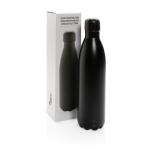 Garrafa de aço grande com função térmica 750ml Lifestyle Premium cor preto vista com caixa