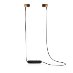Auscultadores promocionais de bambu com pontas magnéticas Bamboo cor preto