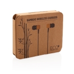 Auscultadores promocionais de bambu com pontas magnéticas Bamboo cor preto sexta vista