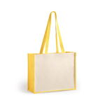 Saco de juta e algodão laminado, resistente 12 kg Beach Budget cor amarelo primeira vista