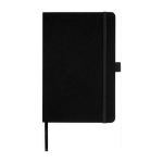 Caderno reciclado corporativo, folhas A5 pautadas Marksman® Honhua cor preto segunda vista frontal