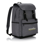 Mochila de nylon para portátil de 15,6'' com bolso exterior Vintage cor cinzento-escuro vista com logo