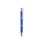 Caneta para empresa de metal com borracha e tinta azul cor azul primeira vista