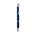 Caneta para empresa de metal com borracha e tinta azul primeira vista