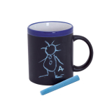 Caneca personalizada de cerâmica quadro com giz 350ml Chalk cor azul