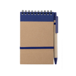 Bloco de notas com caneta de cartão, folhas A6 pautadas EcoSpiral cor azul primeira vista