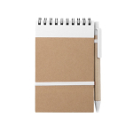 Bloco de notas com caneta de cartão, folhas A6 pautadas EcoSpiral cor branco primeira vista