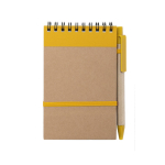 Bloco de notas com caneta de cartão, folhas A6 pautadas EcoSpiral cor amarelo primeira vista