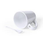 Canecas impressas com imagem circular e colher de 350ml Sublimcon cor branco segunda vista