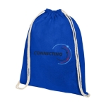 Saco-mochila de algodão 140 g/m² resistente 5 kg Duo Cotton Pro cor azul real vista impressão serigrafia