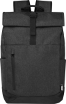 Mochila de acabamento cinza e preto, acolchoada PC de 15,6'' Fintech cor cinzento topo segunda vista frontal