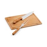 Conjunto para churrasco com tábua de bambu e 2 utensílios