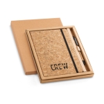Kit de caderno gravado e caneta de cortiça, folhas A5 pautadas Cork cor natural imagem com logo 6