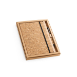 Kit de caderno gravado e caneta de cortiça, folhas A5 pautadas Cork cor natural