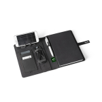 Portefólio reciclado com carregador sem fios A5 Wireless Charger cor preto sétima vista