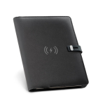 Portefólio reciclado com carregador sem fios A5 Wireless Charger cor preto