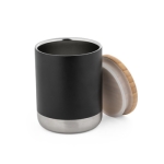 Caneca térmica de aço resistente com tampa de bambu 370ml Scandi cor preto terceira vista