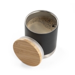 Caneca térmica de aço resistente com tampa de bambu 370ml Scandi cor preto quinta vista