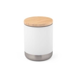 Caneca térmica de aço resistente com tampa de bambu 370ml Scandi cor branco